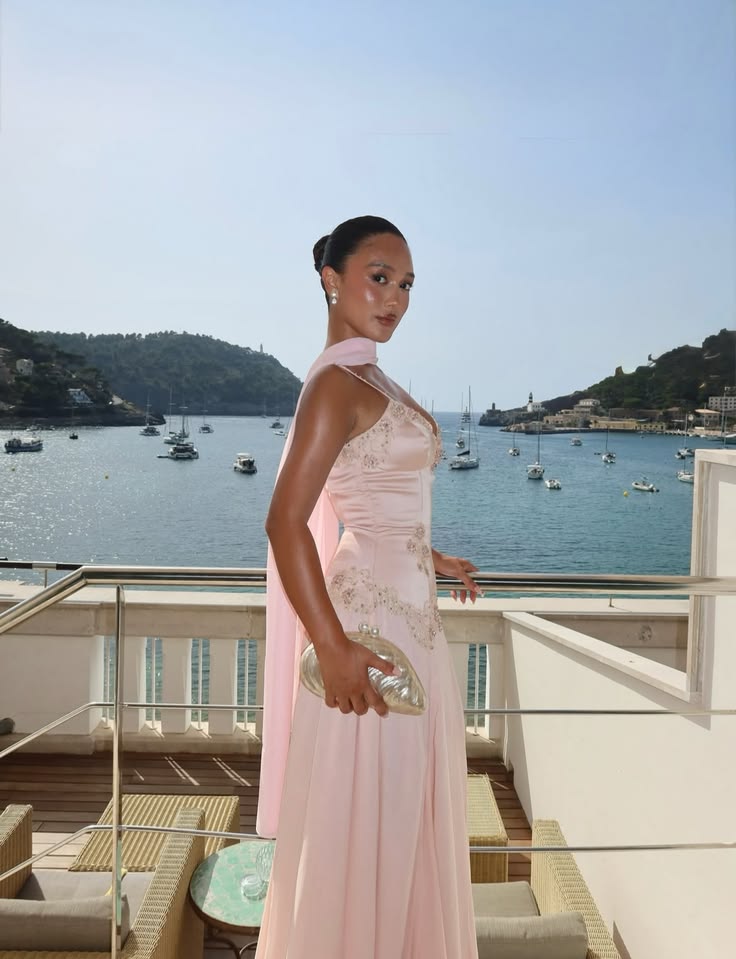 Alluring Strapless Pink Prom Dress Beading Satin A-Line Evening Dress GG7969