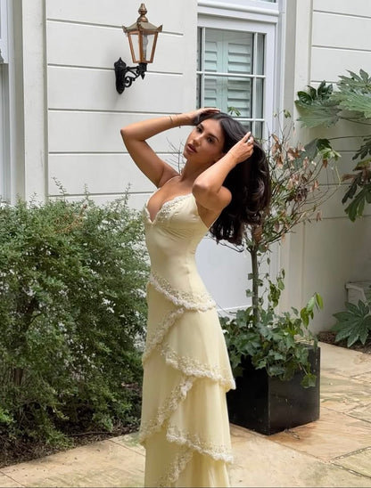 Playful Spaghetti Straps Prom Dress Ivory Beading Mermaid Evening Dress GG7976