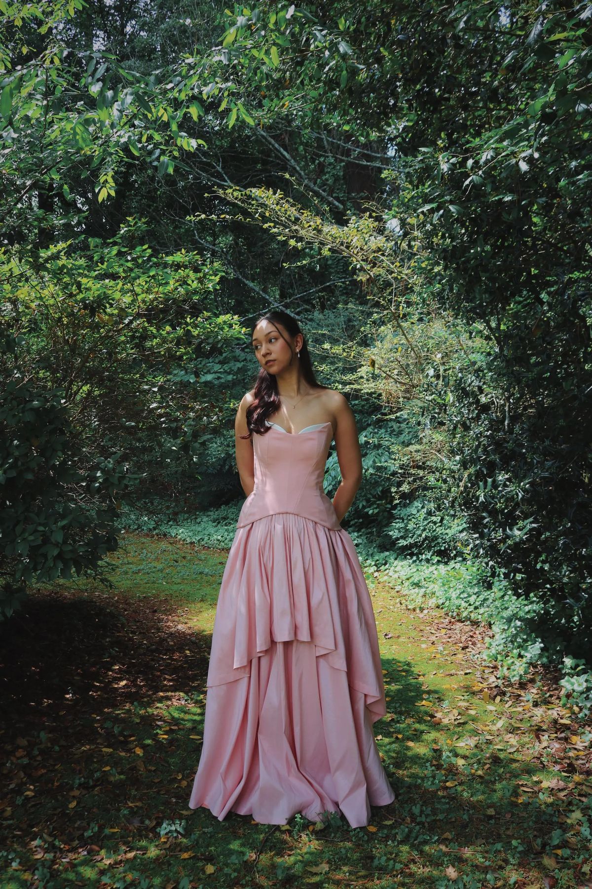 Glam Strapless Pink Prom Dress Tiered A-Line Evening Dress GG7978