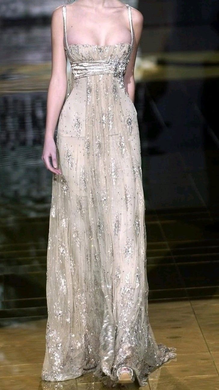 Romantic Spaghetti Straps Prom Dress Beige Sequins Beaded A-Line Evening Dress GG7983