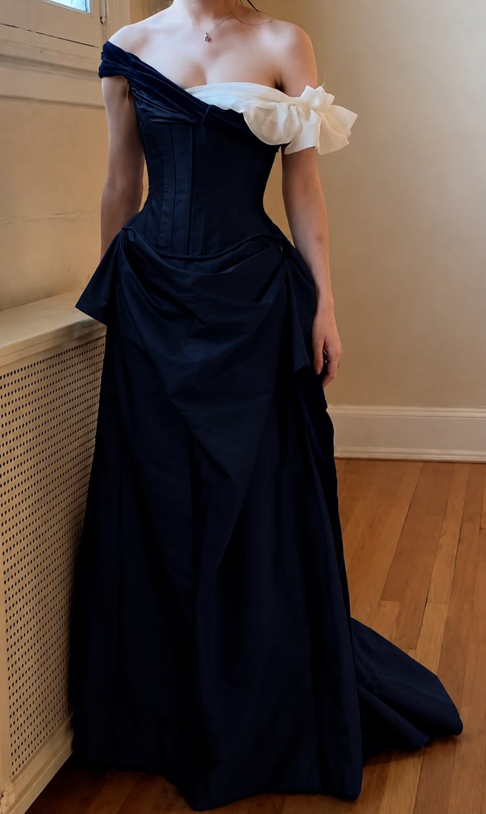 Vintage Off The Shoulder Prom Dress Bow A-Line Evening Dress GG8002