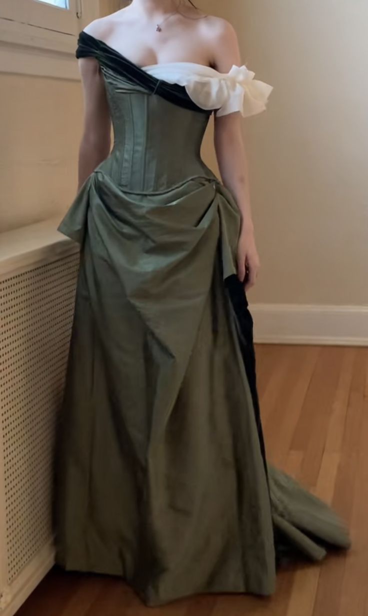 Vintage Off The Shoulder Prom Dress Bow A-Line Evening Dress GG8002