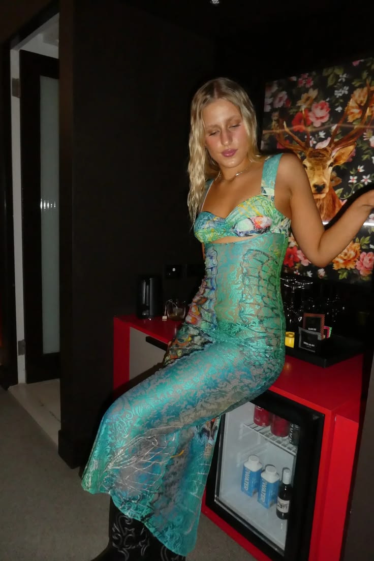 Vintage Spaghetti Straps Prom Dress Floral Sequins Mermaid Evening Dress GG8011