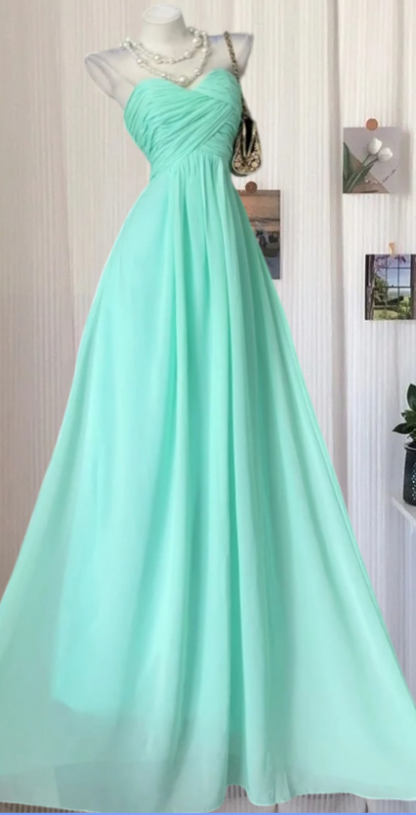 Enchanting Strapless Prom Dress Mint Green A-Line Evening Dress GG8021