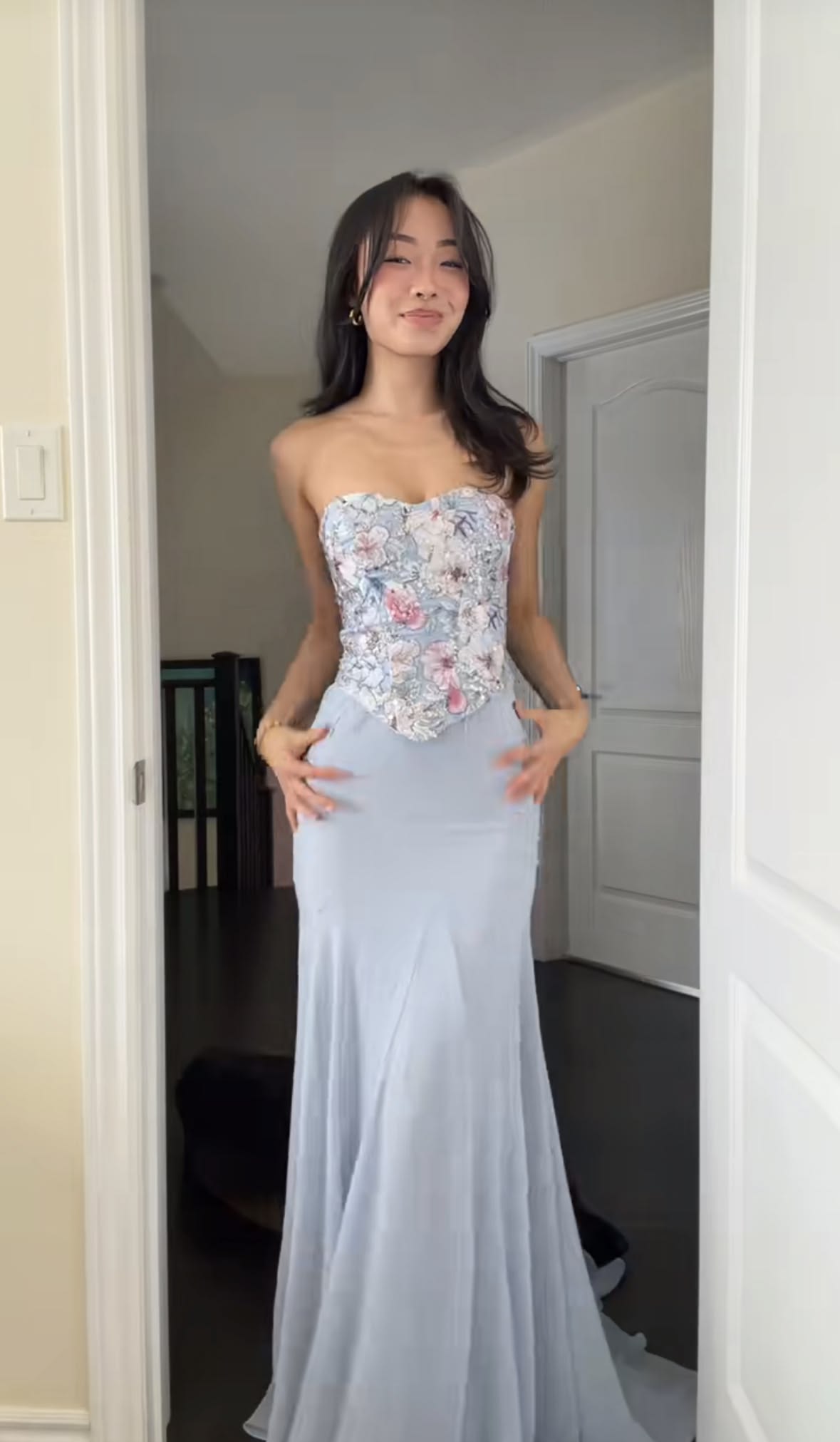 Playful Strapless Prom Dress Purple Sequins Mermaid Evening Dress GG8029