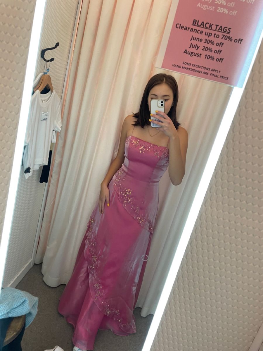 Playful Spaghetti Straps Prom Dress Pink Sequins A-Line Evening Dress GG8038