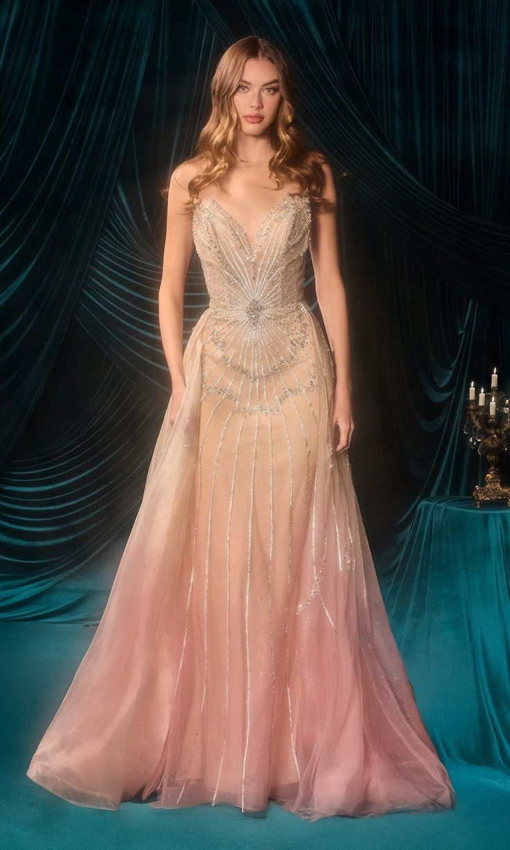 Glamorous Strapless Prom Dress Gradient Sequins A-Line Evening Dress GG8061