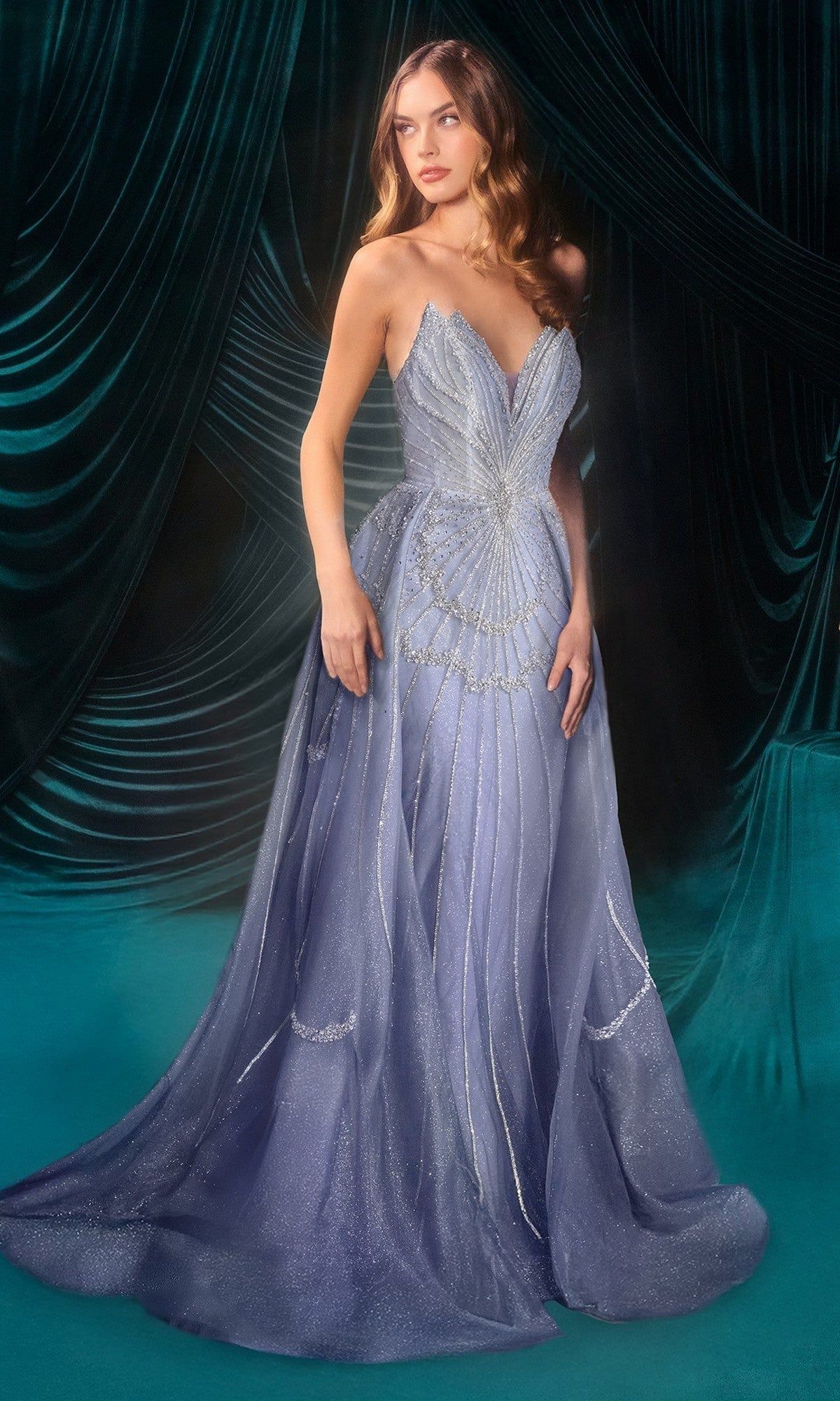 Glamorous Strapless Prom Dress Gradient Sequins A-Line Evening Dress GG8061