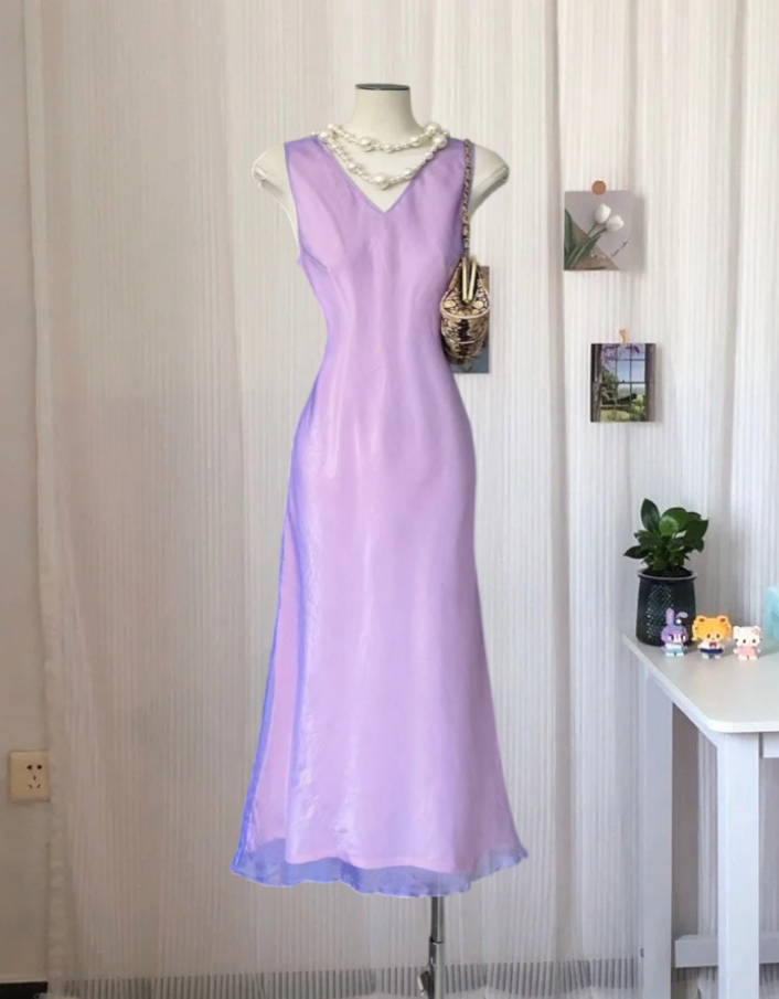 Chic V Neck Prom Dress Purple Mermaid Evening Dress GG8070