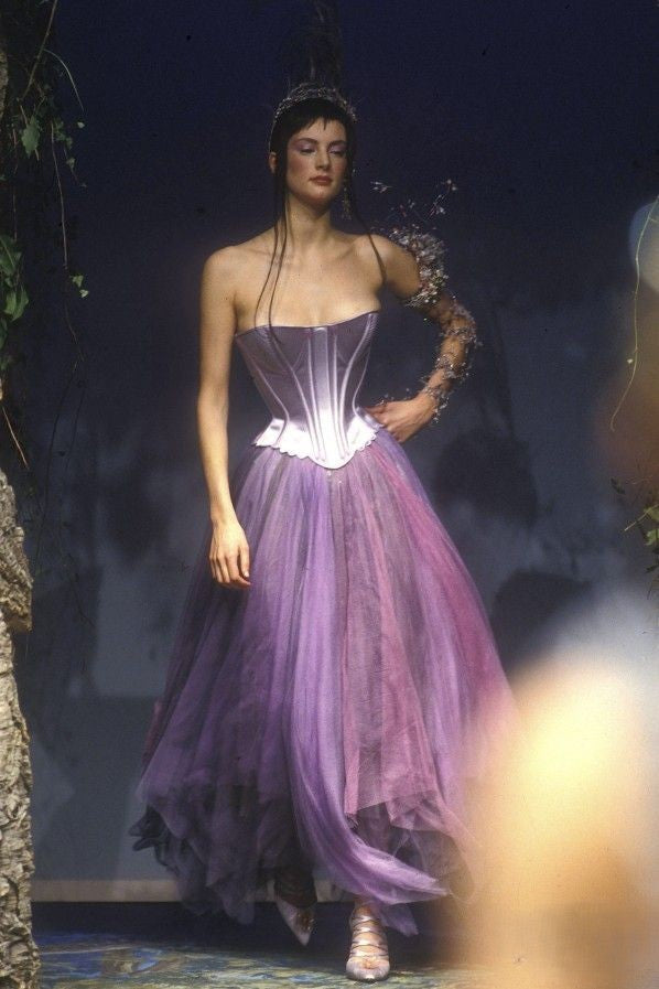 Romantic Strapless Purple Prom Dress Tulle A-Line Evening Dress GG8076