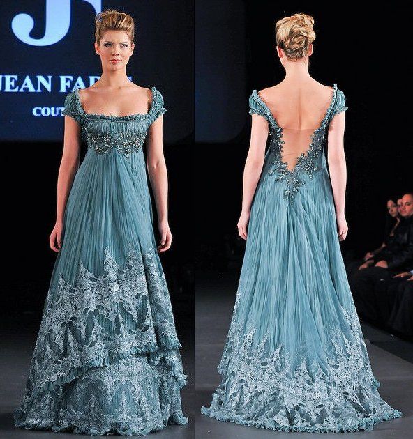 Vintage Square Neck Blue Prom Dress Lace Beaded A-Line Evening Dress GG8084