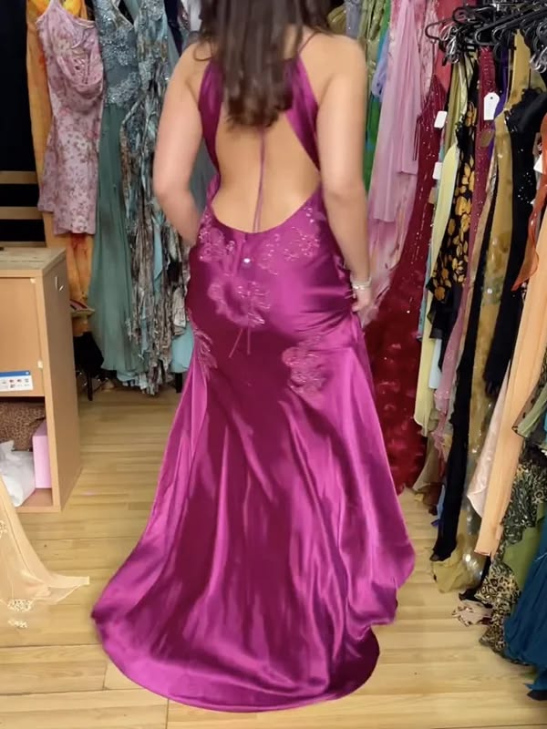 Gorgeous Spaghetti Straps Prom Dress Sequins Backless Mermaid Evening Dress GG8087