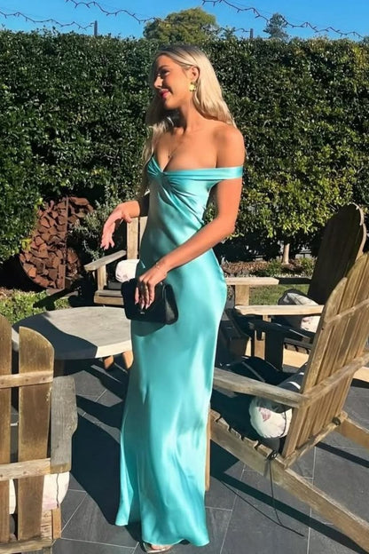 Unique Off The Shoulder Prom Dress Satin Mermaid Evening Dress GG8151