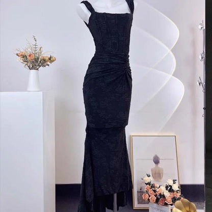 Sexy Mermaid Low Collar Satin Long Prom Dress,Evening Dress GG913