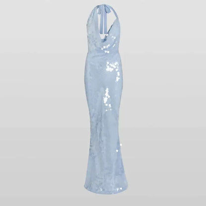 Charming Mermaid Spaghetti Straps Sequin Backless Long Prom Dress,Evening Dress GG921