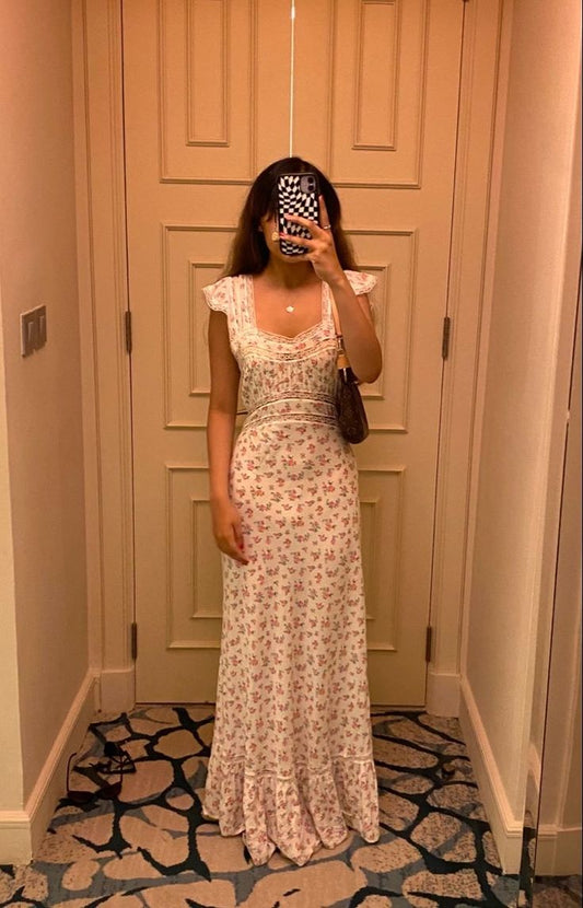 Graceful Mermaid Sweetheart White Chiffon Floral Lace Long Prom Dress,Evening Dress GG975